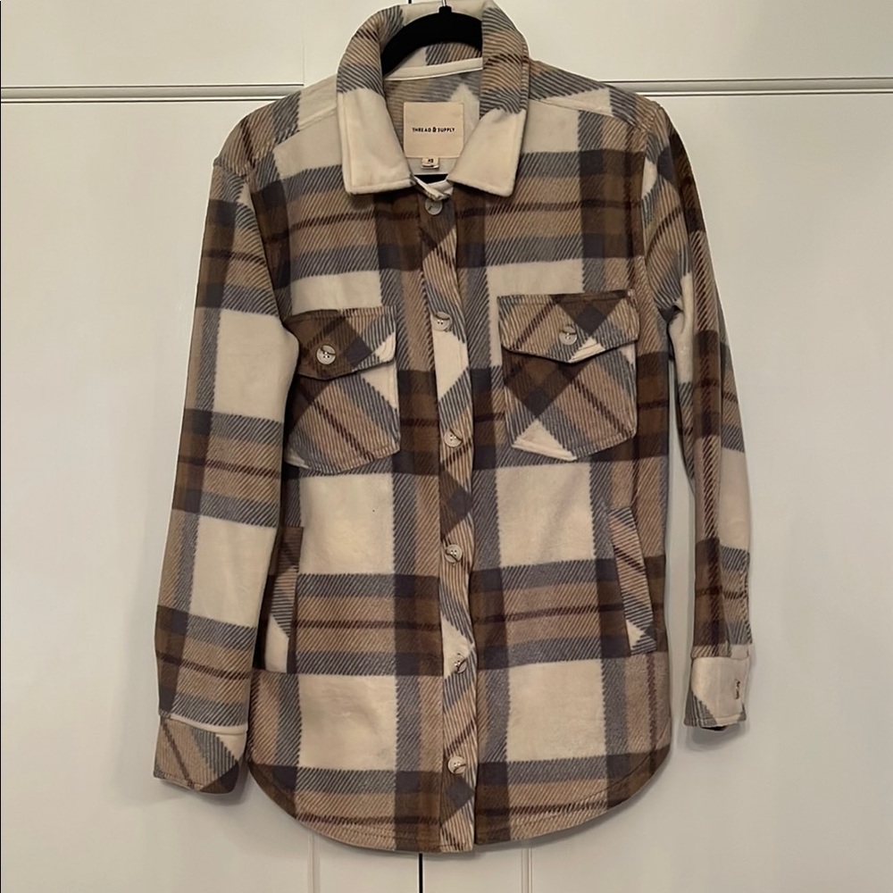 Thread & SupplyPlaid Women's Jacket - Brown and Cream
